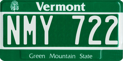 VT license plate NMY722