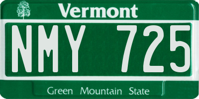 VT license plate NMY725