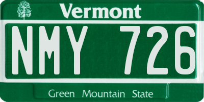 VT license plate NMY726