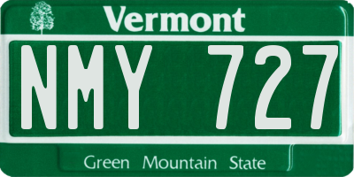 VT license plate NMY727