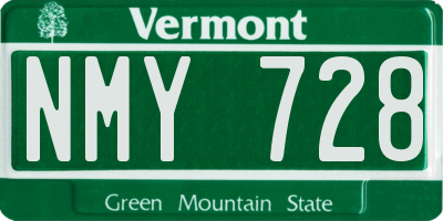 VT license plate NMY728