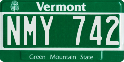 VT license plate NMY742