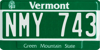 VT license plate NMY743