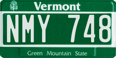 VT license plate NMY748