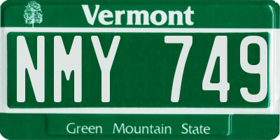 VT license plate NMY749