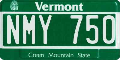 VT license plate NMY750