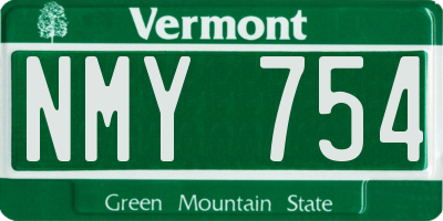 VT license plate NMY754