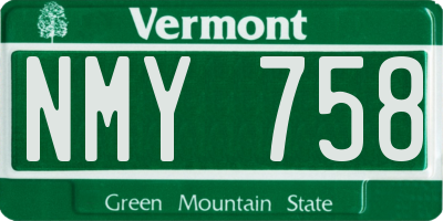 VT license plate NMY758