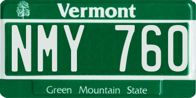 VT license plate NMY760