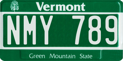 VT license plate NMY789