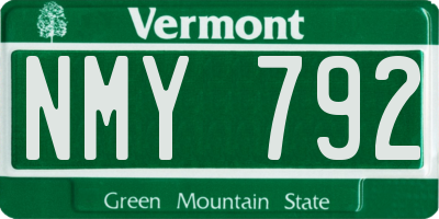 VT license plate NMY792