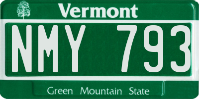 VT license plate NMY793