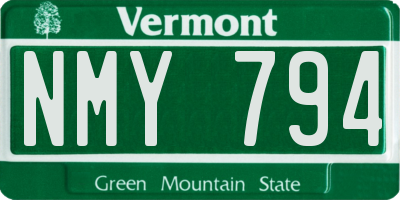 VT license plate NMY794