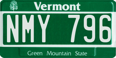 VT license plate NMY796