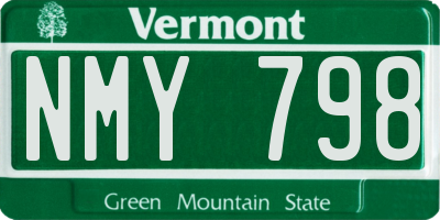 VT license plate NMY798