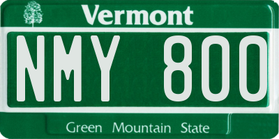 VT license plate NMY800