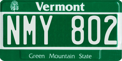VT license plate NMY802