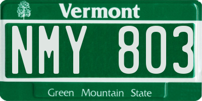 VT license plate NMY803