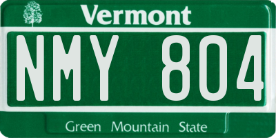 VT license plate NMY804