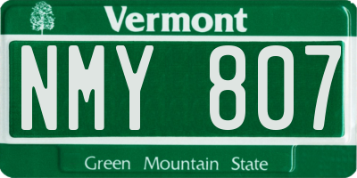 VT license plate NMY807