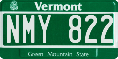 VT license plate NMY822
