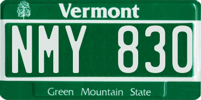 VT license plate NMY830