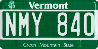VT license plate NMY840