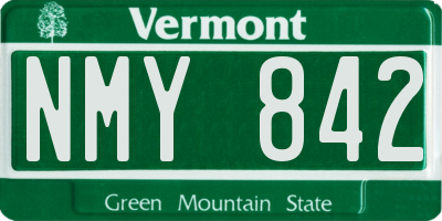 VT license plate NMY842