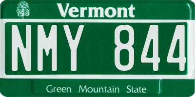 VT license plate NMY844