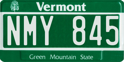 VT license plate NMY845