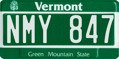 VT license plate NMY847