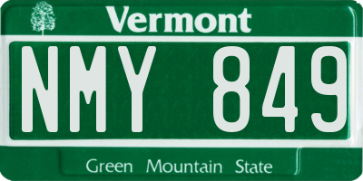 VT license plate NMY849