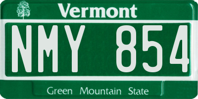 VT license plate NMY854