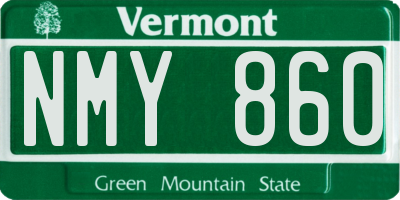 VT license plate NMY860