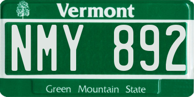 VT license plate NMY892
