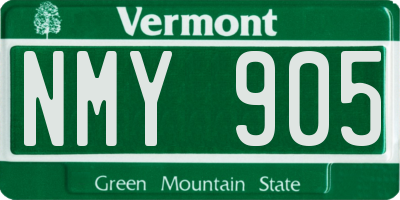 VT license plate NMY905