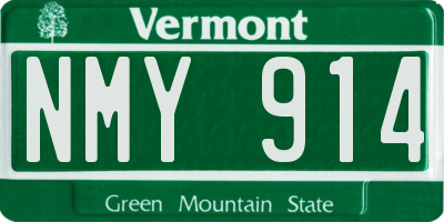 VT license plate NMY914