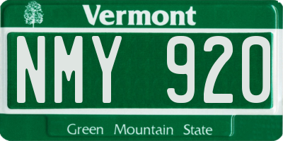 VT license plate NMY920
