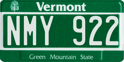 VT license plate NMY922