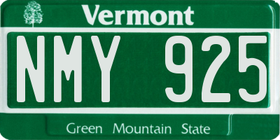 VT license plate NMY925