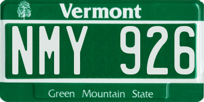 VT license plate NMY926
