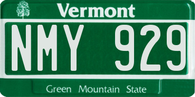 VT license plate NMY929