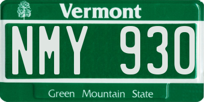 VT license plate NMY930