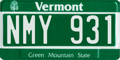 VT license plate NMY931