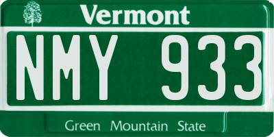 VT license plate NMY933