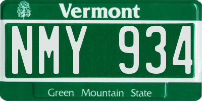 VT license plate NMY934