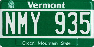 VT license plate NMY935
