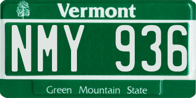 VT license plate NMY936