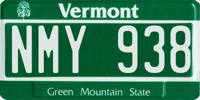 VT license plate NMY938