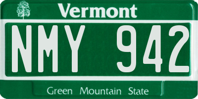 VT license plate NMY942